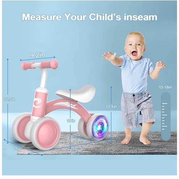 NIB Pink Kids Balance Bike with LED Wheels - Picture 2 of 4